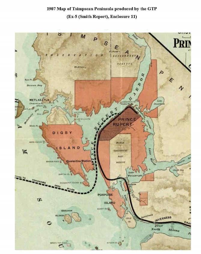 1907 Map of Tsimpsean Peninsula produced by the GTP (Ex-5 (Smith Report), Enclosure 11).