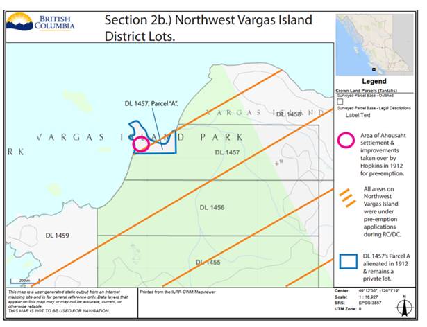 Aaron Blake Evans map of northwest Vargas Island in his February 2020 report (Exhibit 26, the second map after page 3).