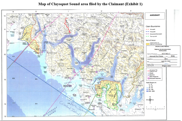 Map of Clayoquot Sound area filed by the Claimant (Exhibit 1)