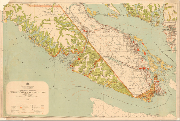 Map of southerly portion of Vancouver Island, 1920,  Department of Lands (Exhibit 32, Tab 228)