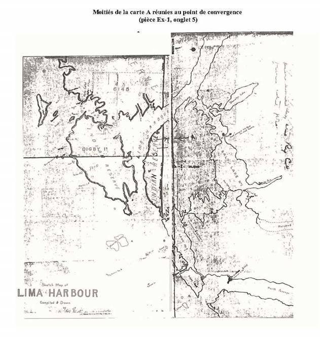 Moitiés de la carte A réunies au point de convergence  (pièce Ex-1, onglet 5)